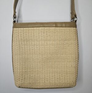 Fossil neutral tan woven crossbody bag